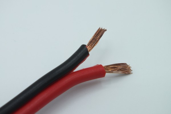 64907 LS-Kabel Flachkabel Meterware 2x2,5 mm² schwarz/rot