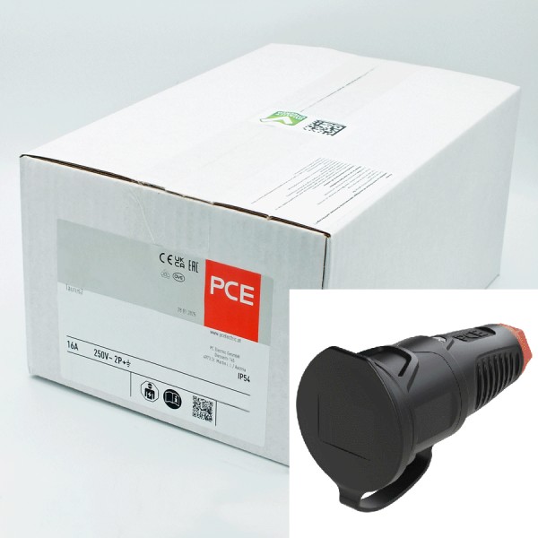 11754-20 PCE 2521-so Taurus2 Schuko Kupplung mit Deckel Vollgummi schwarz/orange VPE 20