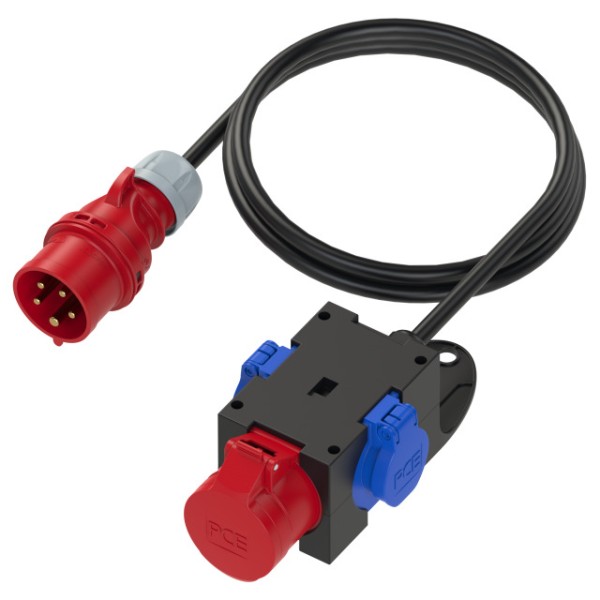 11742 PCE 9430715 St. Anton Mobilverteiler CEE 16A-IN, 1x CEE 16A OUT+ 2x Schuko-OUT