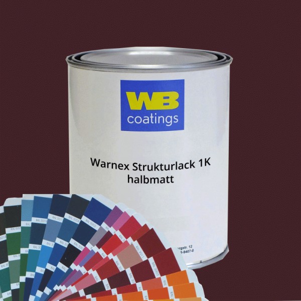 B33007 B-Stock Warnex 1K-Strukturlack 6kg RAL 3007 Schwarzrot MHD 11.10.25