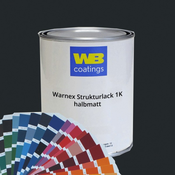 B37021 B-Stock 6kg Warnex 1K-Strukturlack halbmatt RAL 7021 Schwarzgrau MHD 11.10.25