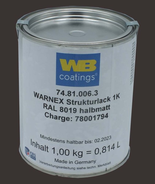 67116 1kg Warnex Strukturlack graubraun RAL 8019 