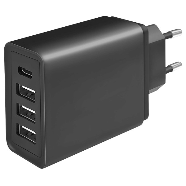 12999 USB Ladegerät, 230V Netzteil, 3xUSB-A 5V/3A,1xUSB-C 5V/2,4A, 27W,